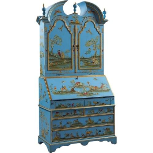 French Country Solid Wood Birch Hand-Painted Exquisite Branch Bird Ancient Red Eagle Head Cabinet Curio Cabinet Curio Cabinet