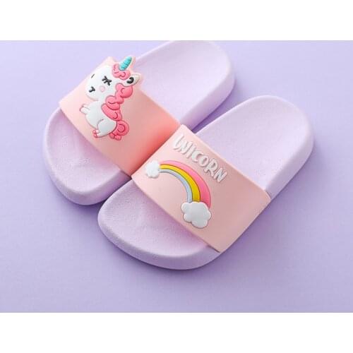 3-9Y Kids Cartoon Unicorn Indoor Slippers Toddler Boys Girls Summer Home Flip Flops Children Bedroom Shoes Beach Wear Slipper