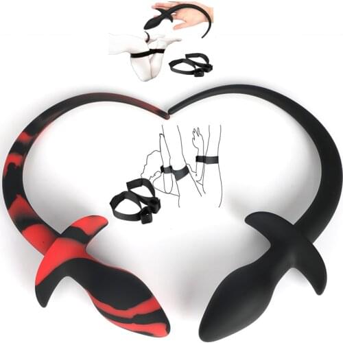 Silicone Long Dogtail Anal Plug Dildo Anal Stimulator Bdsm Bondage Leg Open Strap Arm Cosplay slave Couples flirting sex product