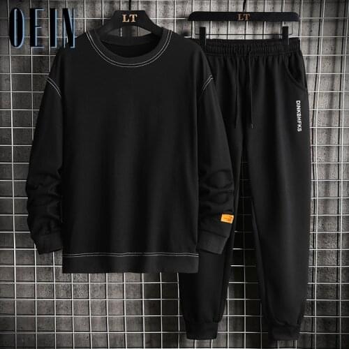 OEIN New Men Solid Sets 2021 Autumn Mens Sportswear Tracksuits Casual Hoodies+Pants 2PCS Set Hip Hop Streetwear Loose Sweatsuit