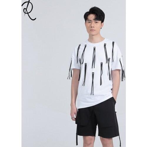 Dark Summer Street, cool Tzitzit, patchwork of slim, round-necked, short-sleeved t-shirts