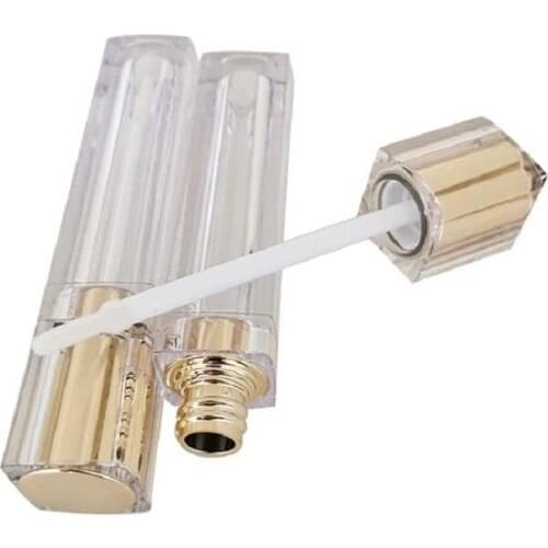 8ML Lip Gloss Tubes Acrylic Gold Silver Liquid Lipstick Packaging Cosmetic Containers Square Lipgloss Wand Tubes with Mirror