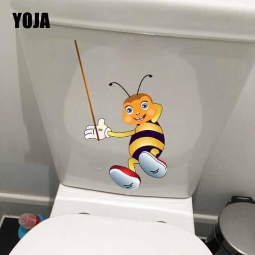 YOJA 16.2X23.3CM Creative Toilet Decal Wall Sticker Kids Room Home Decor Cute Cartoon Bee T5-0995