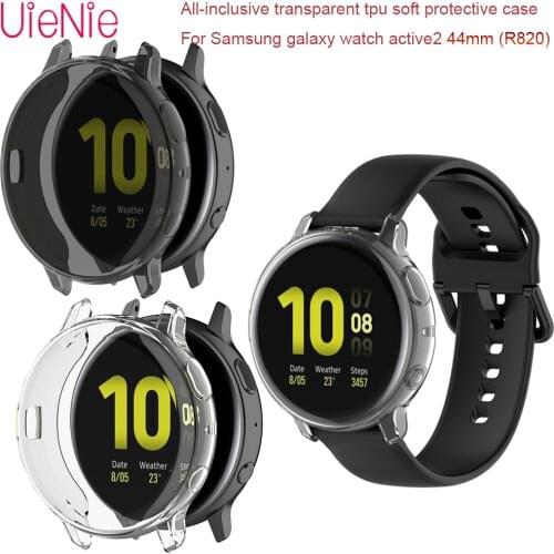 TPU All-Inclusive Transparent Black/White Soft Protective Case For Samsung Galaxy Watch Active2 44mm(R820) Dustproof Frame Shell