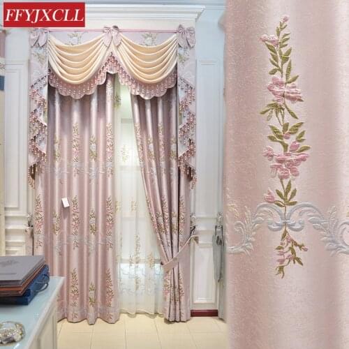 European Style Curtains for Living Dining Room Bedroom High Precision Relief Jacquard curtains Finished Product Customization