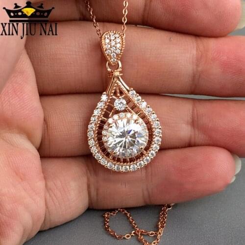 Womens Vintage Water Drop Shaped Stone Pendant Necklace with Cubic Zirconia Necklace Classic Womens Accessories Jewelry