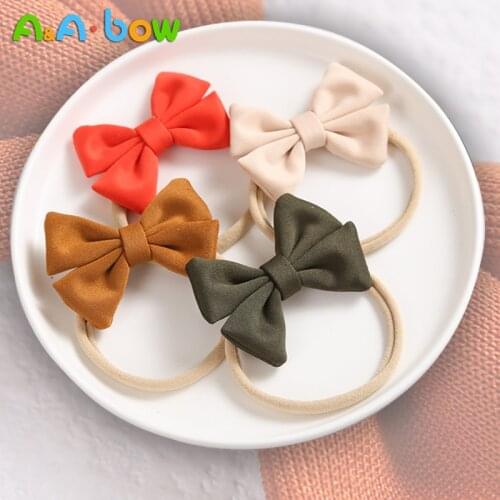 1pcs Brown Bows Headwear for Baby Girl Elastic Nylon Baby Hairband for Girls Kawaii Bowknot Headwear Baby Hair Accessories