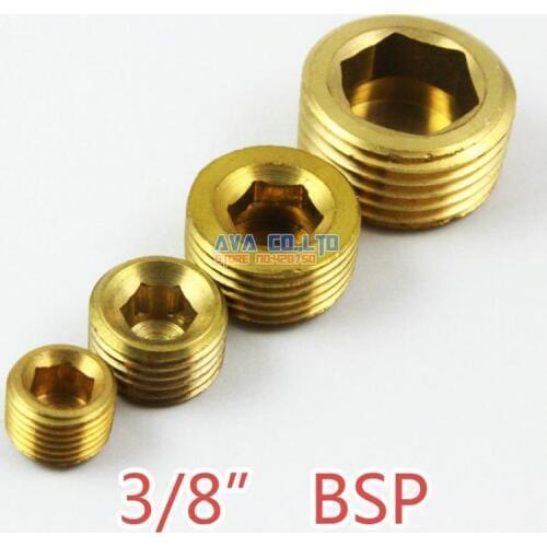10 Pieces 3/8" BSP Brass Pneumatic Pipe Plug Hex Head Socket Plug Fuel Fitting