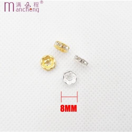 100PCS/Lots DIY AAAAA 8MM Round Diamond crystal Drill Rings Loose beads For Making bracelet necklace jewelry accessories