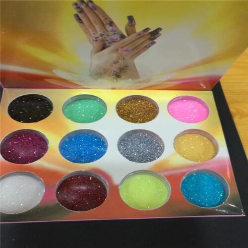 12 Jars Nail Art Glitter Powder Shining Dust Makeup Nail Art Eyeshadow DIY Body Art Tattoo Makeup Mixed Glitter Powder Colorful