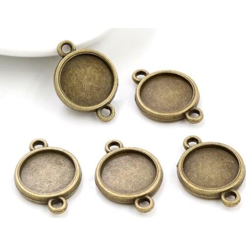 20pcs/lot 12mm Inner Size Antique Bronze Double Sides Cabochon Base Cameo Setting Charms Pendant (A1-42)