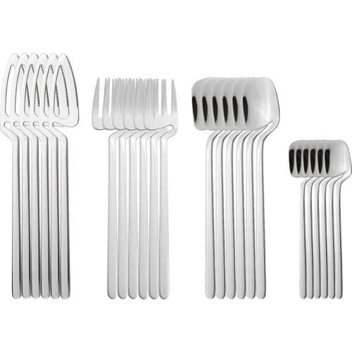24pcs Sliver Dinnerware Set 18/10 Stainless Steel Tableware Cutlery Set Knife Fork Coffee Dessert Spoon Party Kitchen Silverware