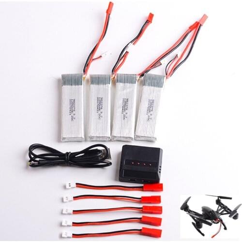 4 in 1 Charger Set with 4pcs 3.7V 1200mAh Lipo Battery for JDX JD509D RC Quadcopter Rc Helicopter