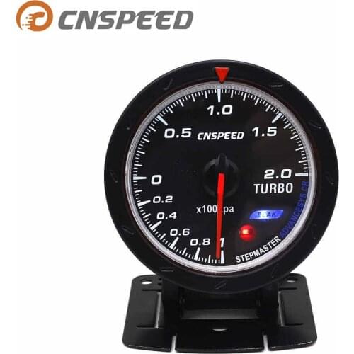 CNSPEED 60MM 12V Automobile Turbocharger Gauge Red and White Illuminated BAR Type Black Surface Pressure Gauge YC101347