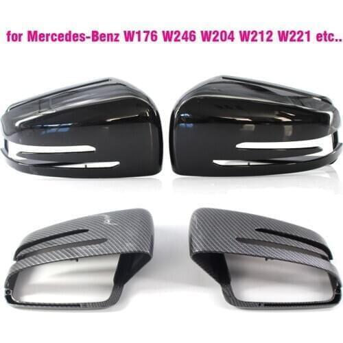 Rearview Mirror Covers For Mercedes-Benz W204 E W212 W176 W246 CLS C218 GLA X156 ABS Carbon Fiber Gloss Black