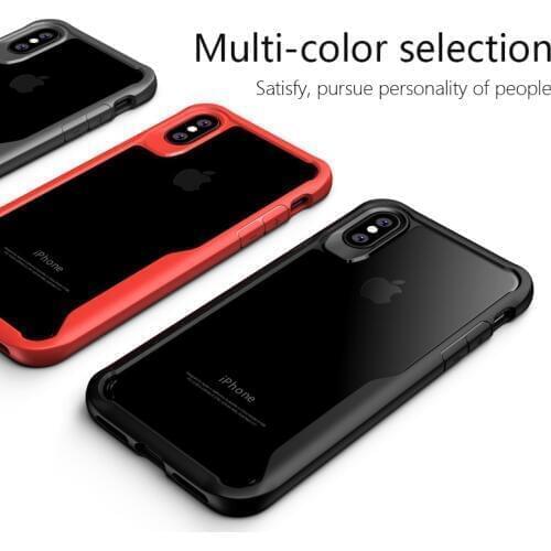 Phone Case For iPhone X/7/8/7plus/8Plus Protective shell Luxury TPU phone frame+Acrylic Transparent Back Cover Anti-shock bumper