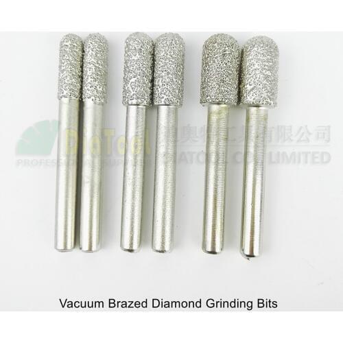 DIATOOL 6pcs #4/5/6 Vacuum Brazed Diamond Mounted Points Burrs Grinding Head Rotary Engraving Bits
