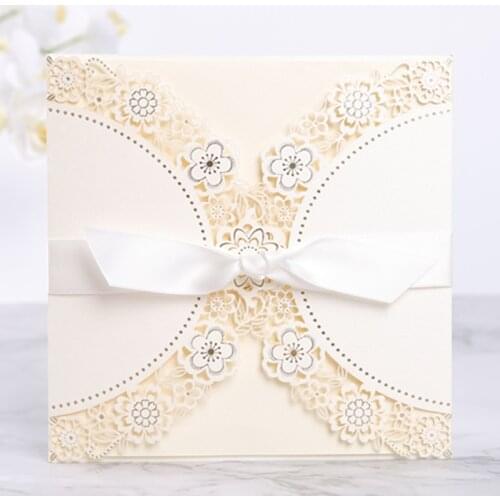 50pcs Elegant Laser Cut Wedding Invitation Cards Business Cards Birthday Greeting Cards Personalized Decoration Party Supplies