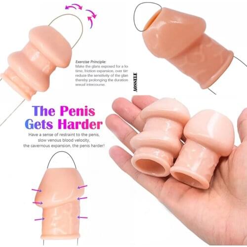 Flesh-Colored Penis Erotic Cock Ring Realistic Foreskin Correction Sex Toys For Male Chastity Device Delay Ejaculation Sex Shop