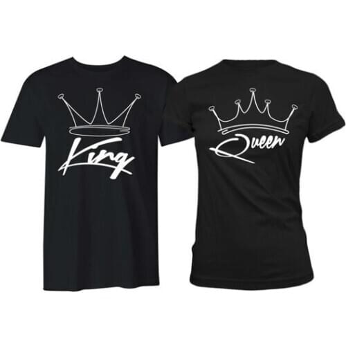 Short Sleeve T Shirt for Lover Hot KING QUEEN Lover T-shirt Summer Couple Tees Black Fashion Tops