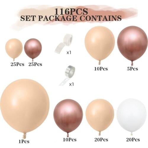 Hot 116pcs/set Latex Ballons Birthday Valentine Wedding Party Balloons Decoration Cream Peach Balloons Garland Arch Kit Balloons
