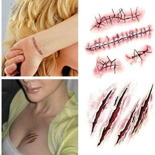 Halloween Zombie Scars Tattoo Stickers Halloween Decorations False Wounds Blood Scars Stickers Horror Wholesale Stickers
