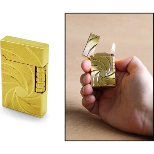 Tesbihane Personalized Name Written Zippo Design Spiral Pattern Gold Color Flint Lighter