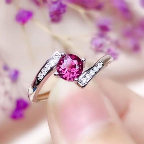 LeeChee Pyrope Ring for Young Girl Birthday Anniversary Gift 5MM Genuine Garnet Gemstone Fine Jewelry Real 925 Sterling Silver