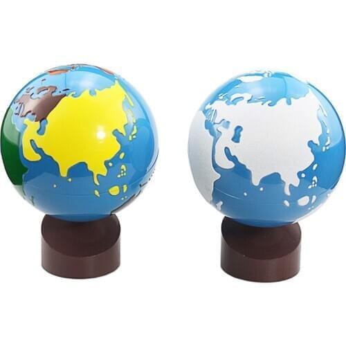 Montessori Geography Toys Geographic Globes Earth Globe Toy Plastic and Wood Material Colorful Sand Globes Learning & Education