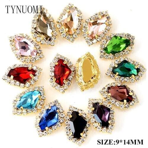 New 9 * 14MM 10Pcs / Lot Irregular Glass Embellished Rhinestone Buckle Craft Sewing Needlework DIY Trend Decoration Material
