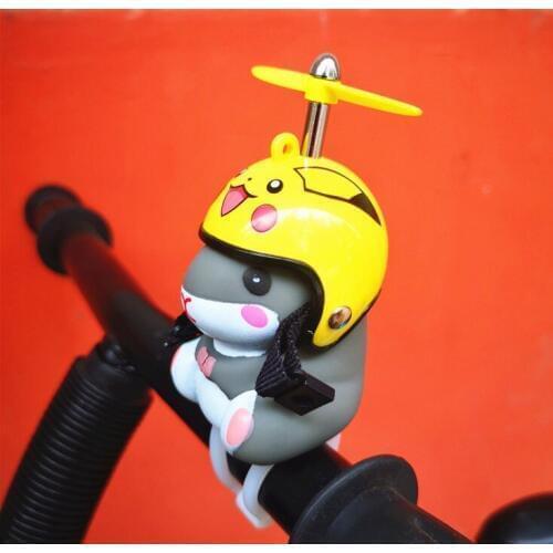 Novelty Bicycle Lights Bell Cute Yellow Duck Hamster with Hat Handlebar Horn Lamp for Motorcycle Motor Helmet Riding Cycling Car