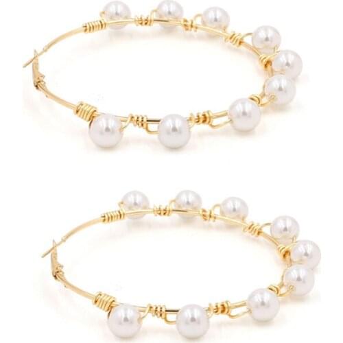 New Big Circle Round Drop Earrings Women Simulated Pearl Earring Fashion Jewelry Gifts Wholesale