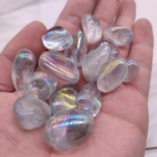 Rainbow Titanium Aura White Quartz Crystal Stone Moonstone Gravels Decoration Healing Stones and Minerals
