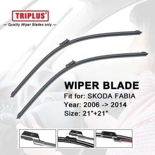 Wiper Blade for SKODA FABIA (2006-2014) 1set 21"+21",Flat Aero Beam Windscreen Wipers Frameless Windshield Soft Wiper Blades
