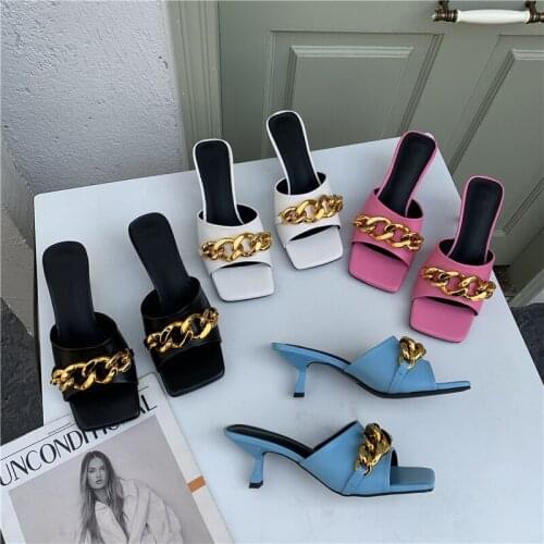 2021 Women Slippers Shoes Fashion Female Flip Flop Shoes Thin Heels Ladies Casual Slippers For Woman Outside High Heels Slides