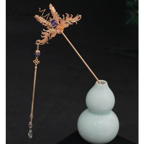 PEORCHID Vintage Hanfu Hairpins With Tassel Women Girls Headwear Vintage Chinese Traditional Hair Stick Wedding Accessories