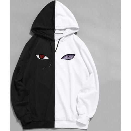 New Summer Anime Brand Naruto Printing The Sharingan Double Color Hoodies Pullover Sweatshirt Harajuku Hip Hop Thin Clothing