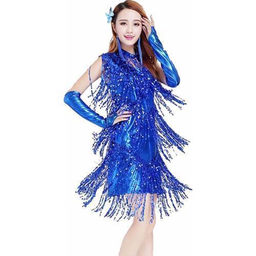 Vintage Bling Fashion V Neck 1920s Sequin Fringe Charleston Flapper Great Gatsby Stage Dance Clothing Latin Dresse Wear Costumes