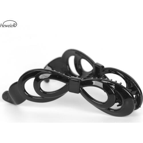 Ladies Girl Hair Banana Clip Hairpins Headdress Barrettes Black Bowknot Plastic Hair Holder Women Fashion Headwear Accessories