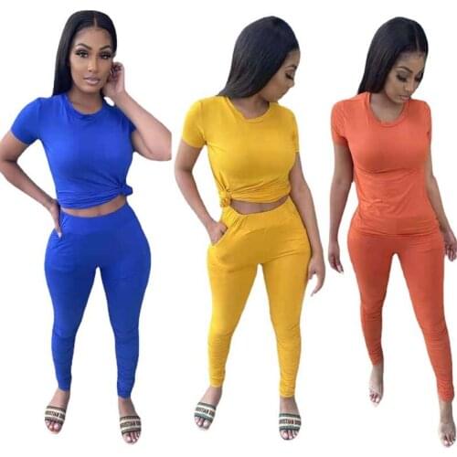 Two-Piece Womens Casual Suit, Short-Sleeved T-Shirt, Trousers, Summer Clothes