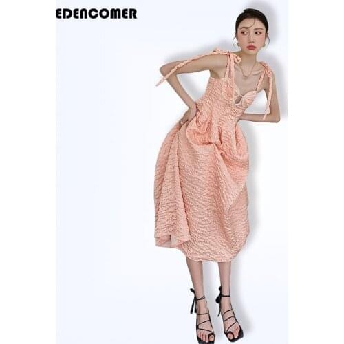 French Retro Design Gentle and Sweet Fairy Puffy Princess Suspender Dress Female 2021 Spring and Summer Pink Vestidos Mujer
