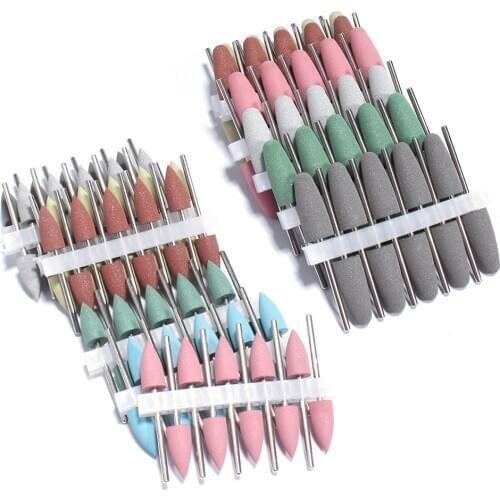 10pcs Rubber Silicone Nail Drill Bits Nail Polishing Buffer Rotary Mills Cutter for Manicure Drill Nail Burr Accessories Tools