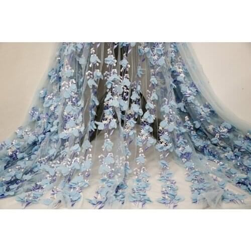 130CM Beige blue Wedding bridal Dress Applique DIY Bridal Headdress scarf veil 3D Embroidered Lace Fabric Patch Curtain