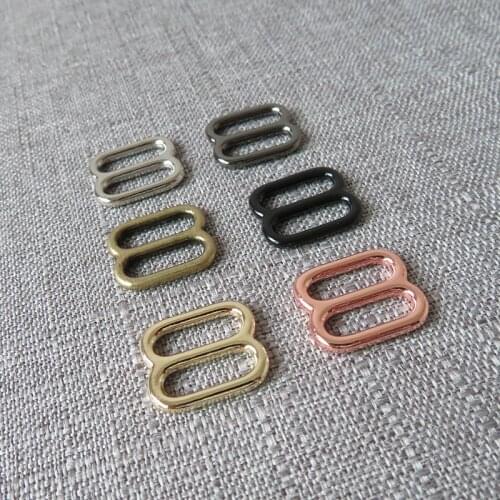 20 pcs 15mm metal tri-glides adjuster sliders adjustable buckle for bag dog collar belt straps buckle garment sewing accessories