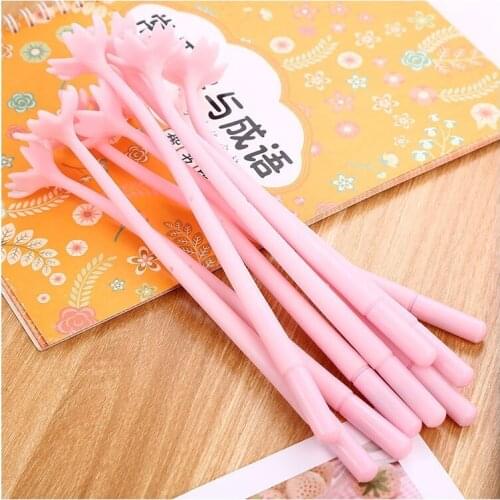20 PCs Flexible Glue Flower Gel Pens Set Creative Stationery Cherry Blossom Neutral Pen Girls Heart Office Supplies Wholesale