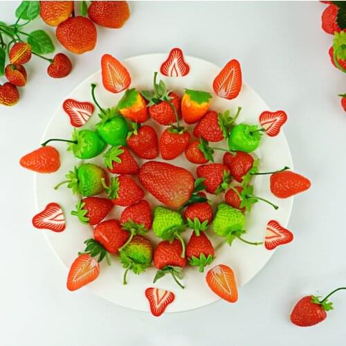 20x Kitchen Foods Decor Party Fake Strawberry Display for Decorative Artificial Plastic Shops Showcase Prop