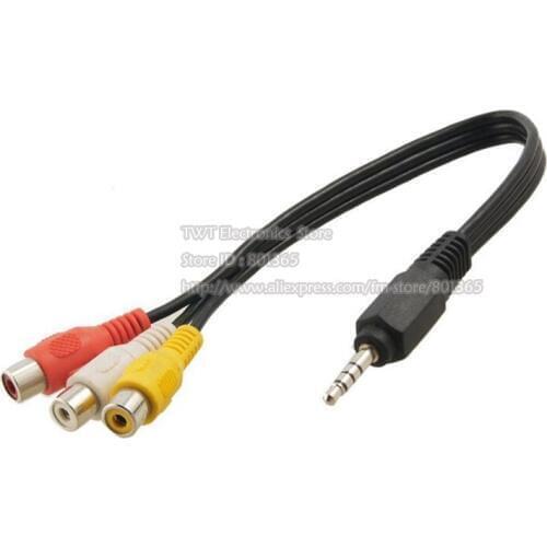 3.5MM 1/8" Stereo Male Jack to 3 RCA Female Audio Video AV Adapter Cord Cable About 25CM/Free Shipping/2PCS