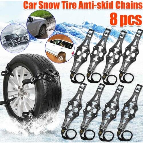 4/8pcs Car Tyre Winter Roadway Safety Tire Snow Adjustable Anti-skid Safety Double Snap Skid Wheel TPU Chains