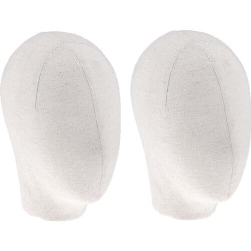 Beige Mannequin Head Canvas Manikin Model For Hat Wig Jewelry Display 2pcs