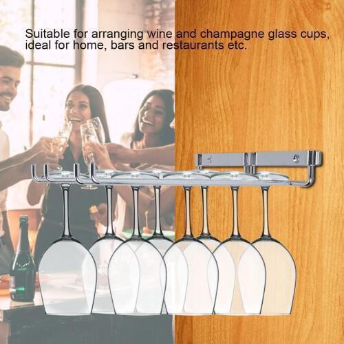 Champagne Stemware Rack Stainless Steel Chrome Plated Wine Glass Cup Holder Kitchen Wall Mount Rack Bar Hanger With Screws